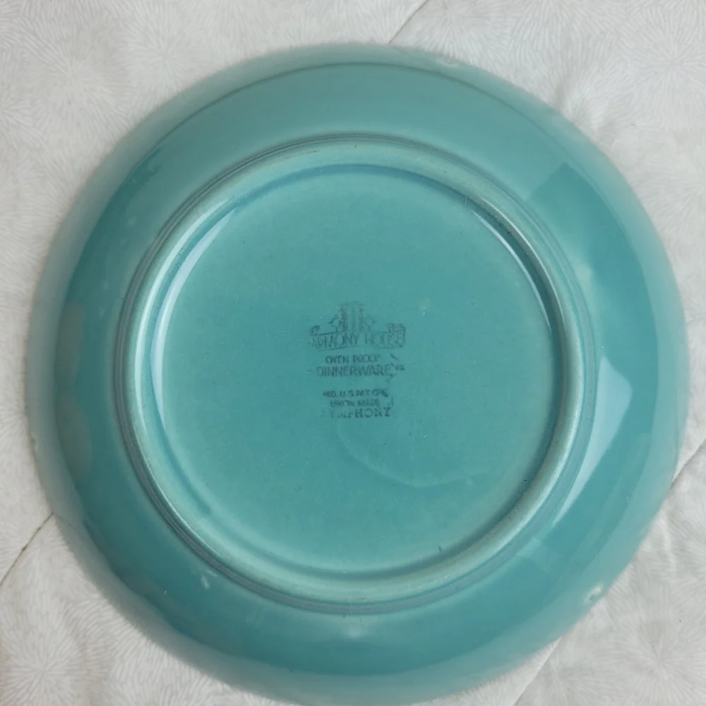 Harmony House 1950's Vintage Symphony Aqua Salad Cereal Soup Bowl  7 1/2 x 1 1/2